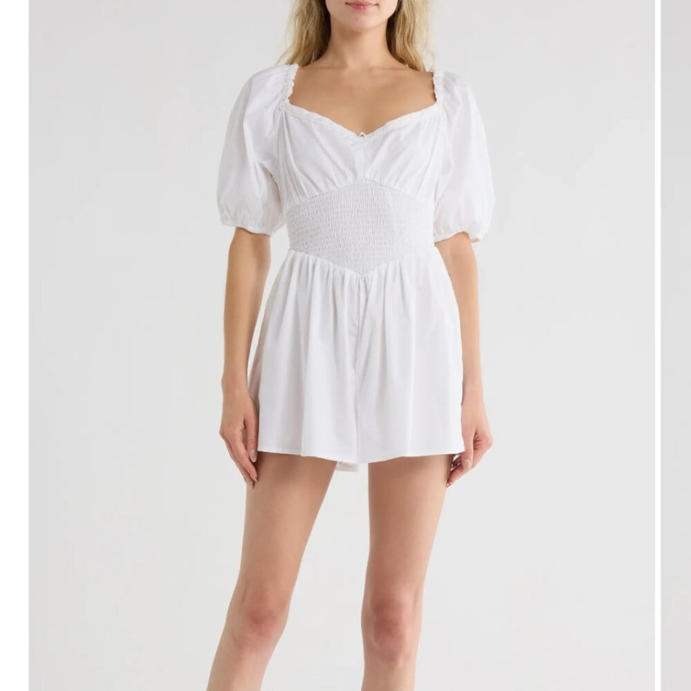NWT ASOS DESIGN Poplin Smocked Cotton Romper - size 14 - Picture 2 of 7